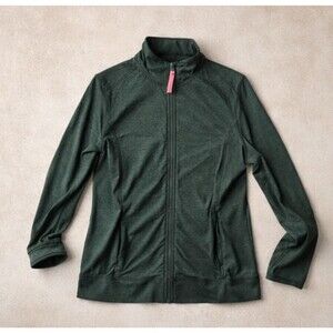 Boden Active Forest Green Full ZipJacket Mock Neck Size US 8 Athleisure Fitted